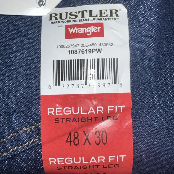 Rustler Wrangler Jeans Mens 48x30 Regular Fit Straight Leg Heavyweight Denim New - Picture 4 of 8